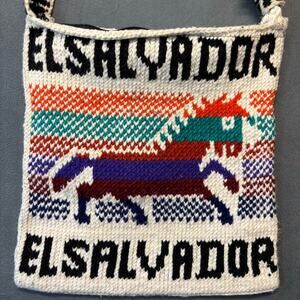 El Salvador Knit Crochet Bag Donkey Colorful Cultural Handmade Mexico Textile